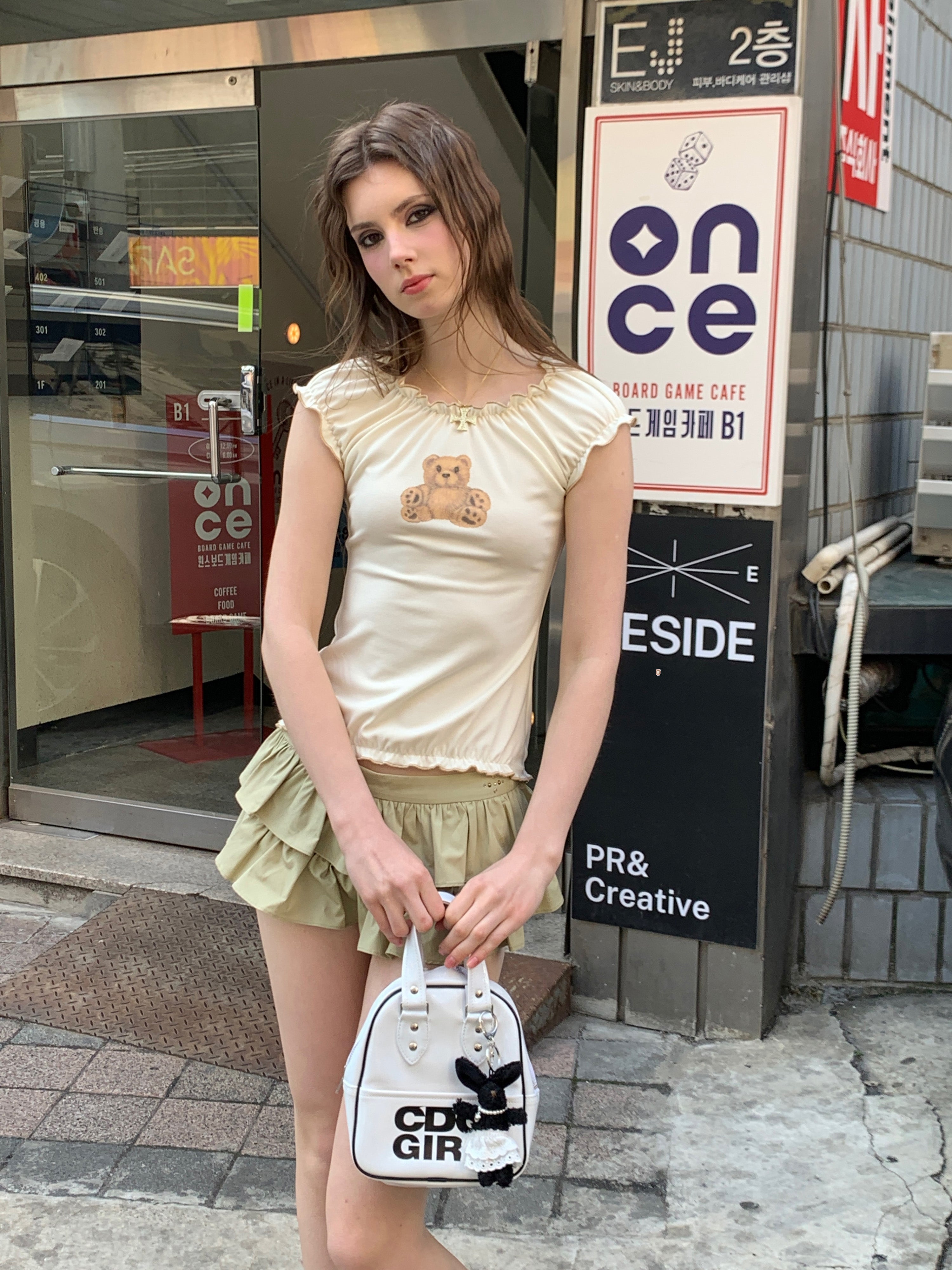 [A00811]Cutie Versatile Teddy Bear Print Tee