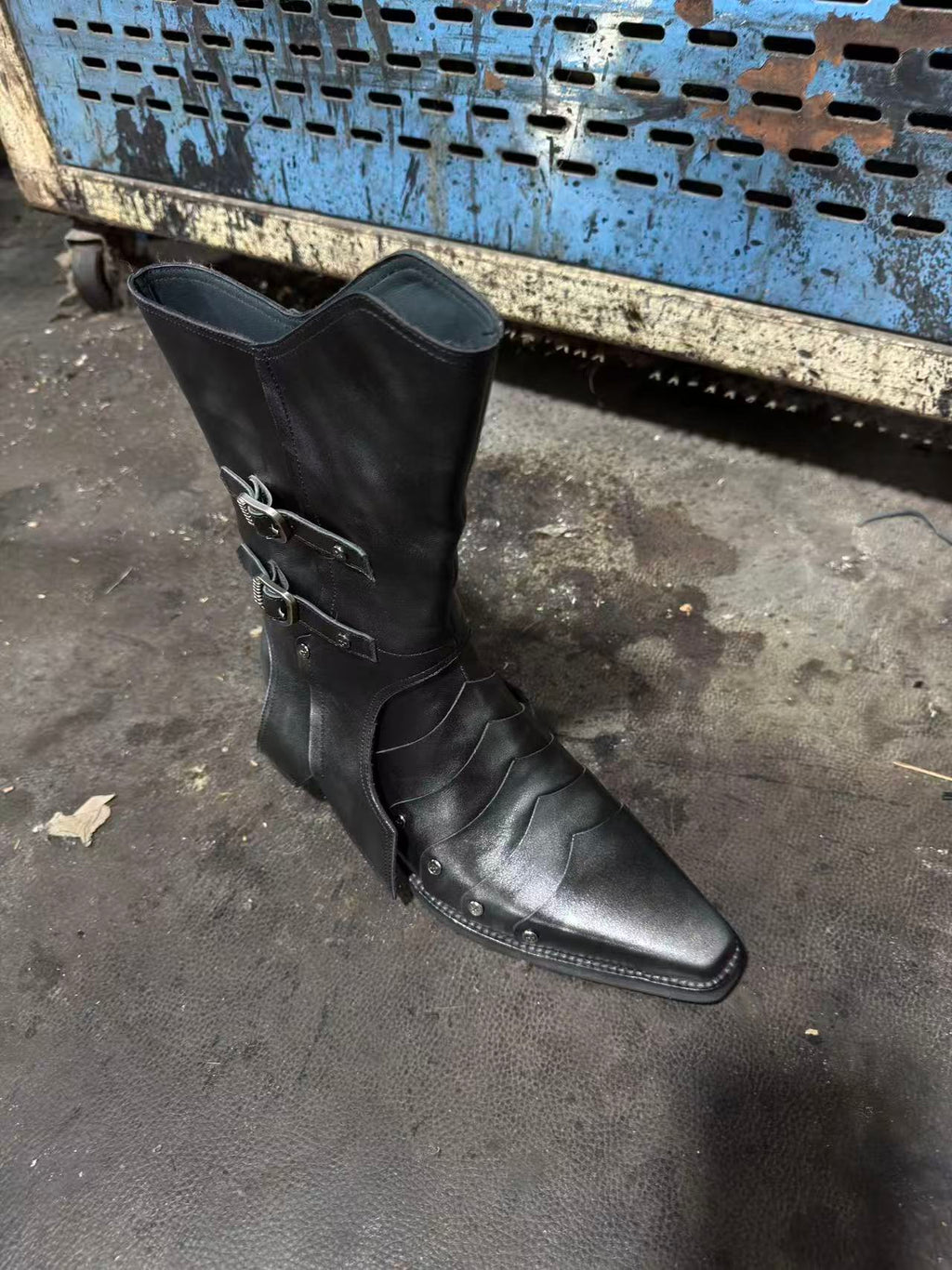 Rivet Buckle Mid-Calf Boots