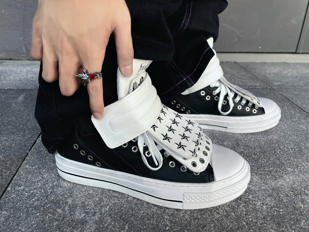 PAIKI Shadow Blade Leather Detachable Tongue Platform Sneakers