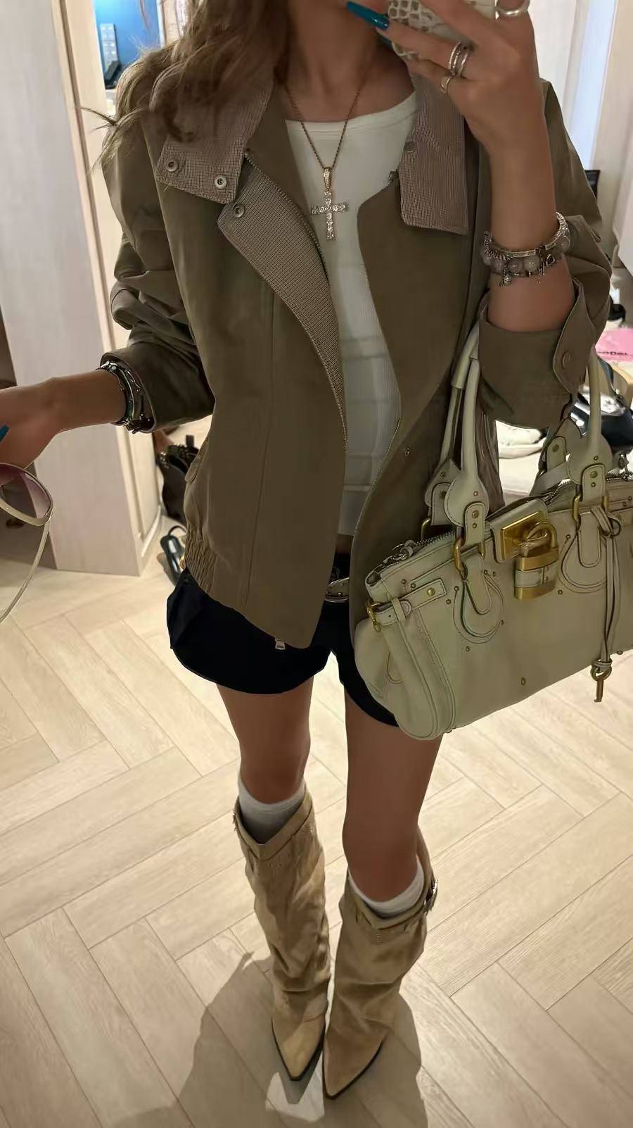Padlock Leather Satchel Bag
