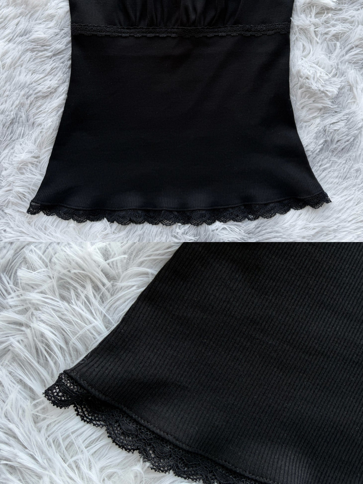 Black Rose Lace Cami Top – Slim Ribbed Dark Coquette
