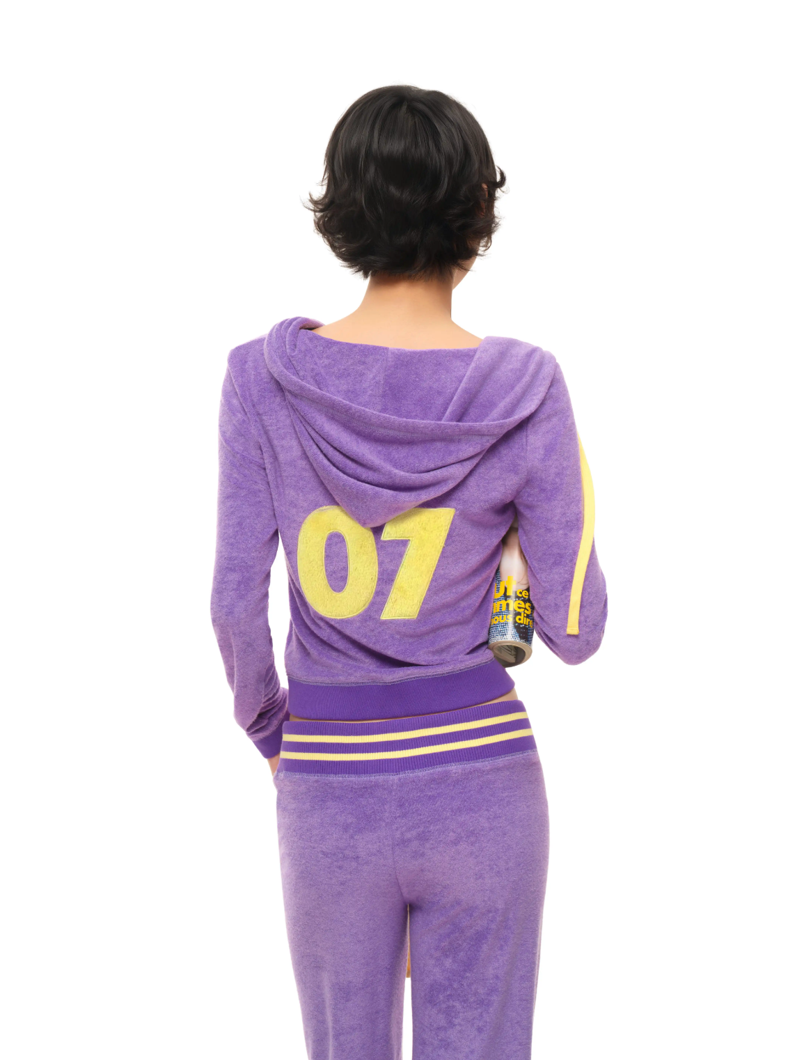 Sivona Early Beverly Y2K Velour Fitted Contrast Hooded Sweatshirt
