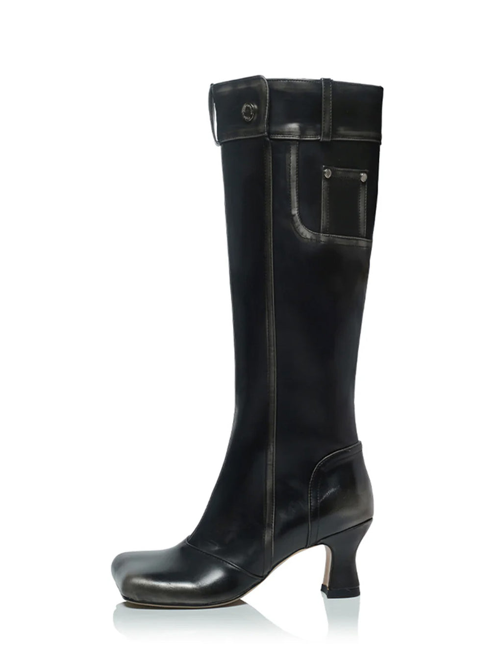 Vintage Distressed Square-Toe Riding Boots