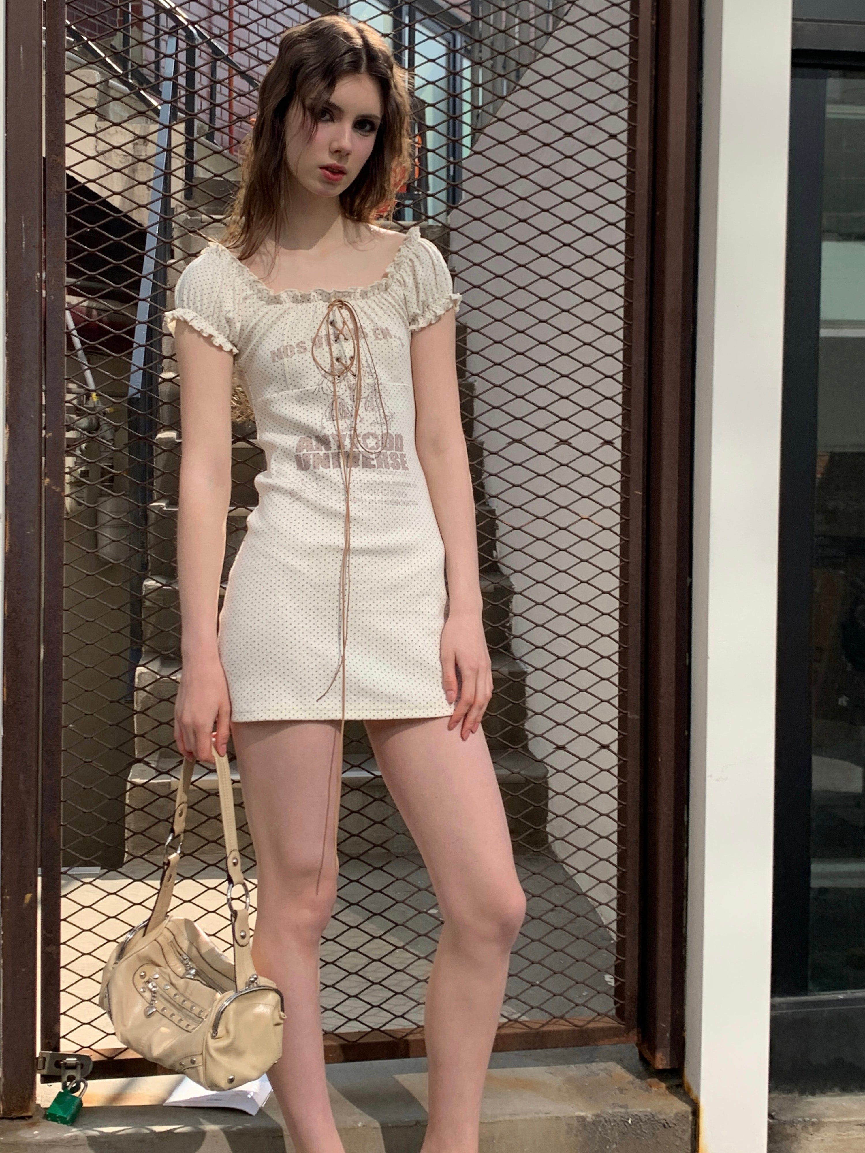 [A00802]Playful Retro Polka Dot Print Dress