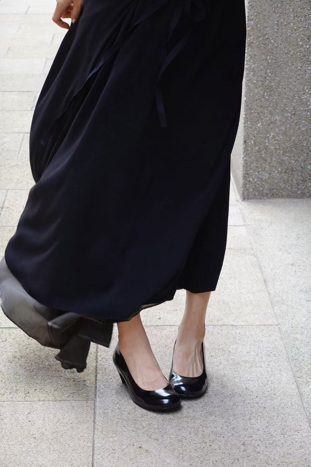 Black Patent Leather Wedge Heel Shoes