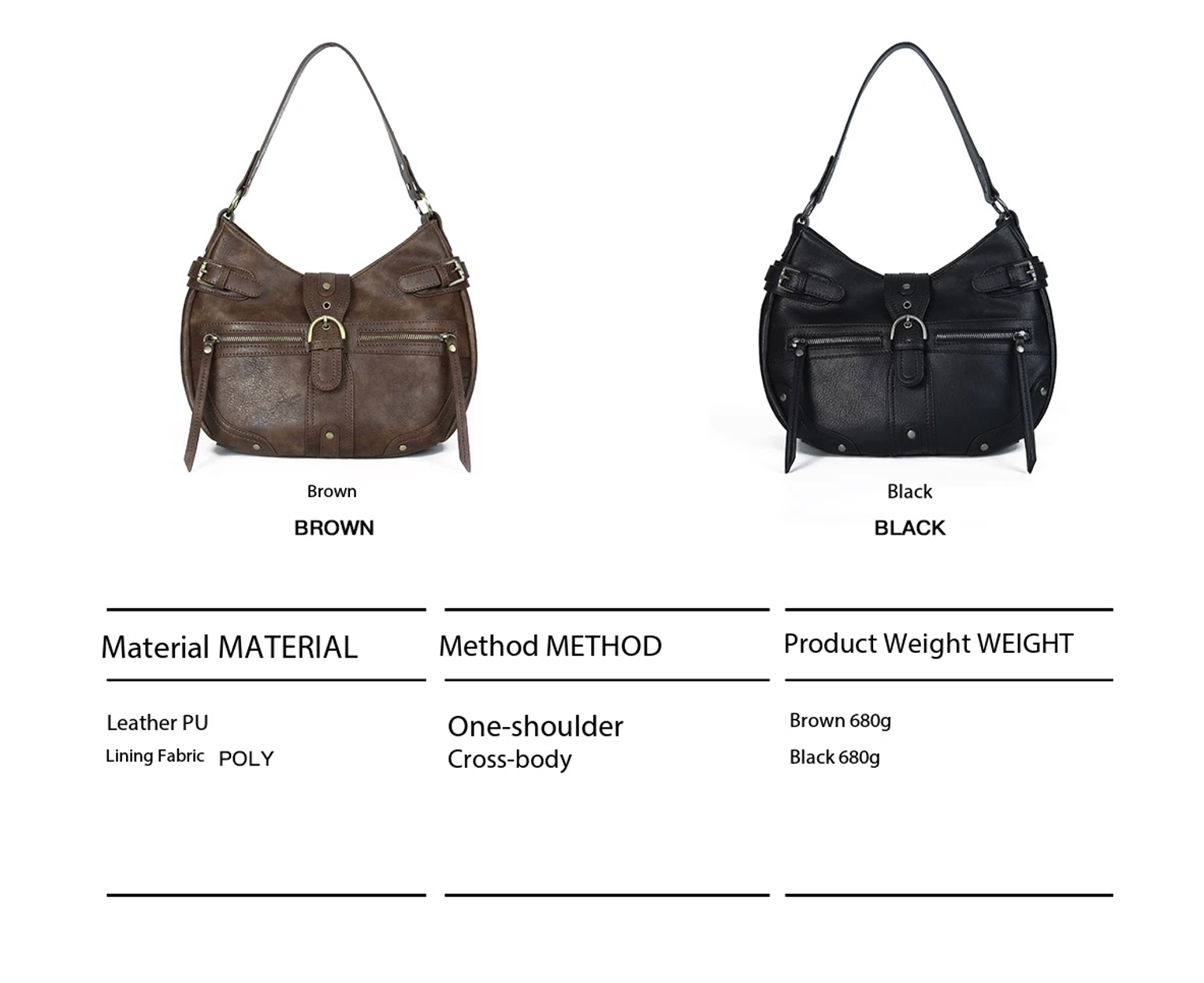 Vintage Textured Half-Moon Leather Bag