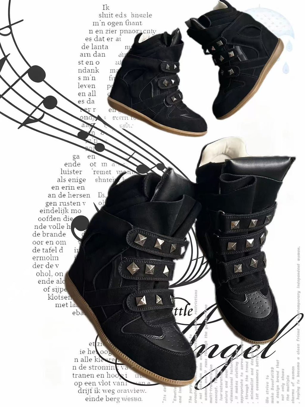 Shadow Rivet High-Top Wedge Boots