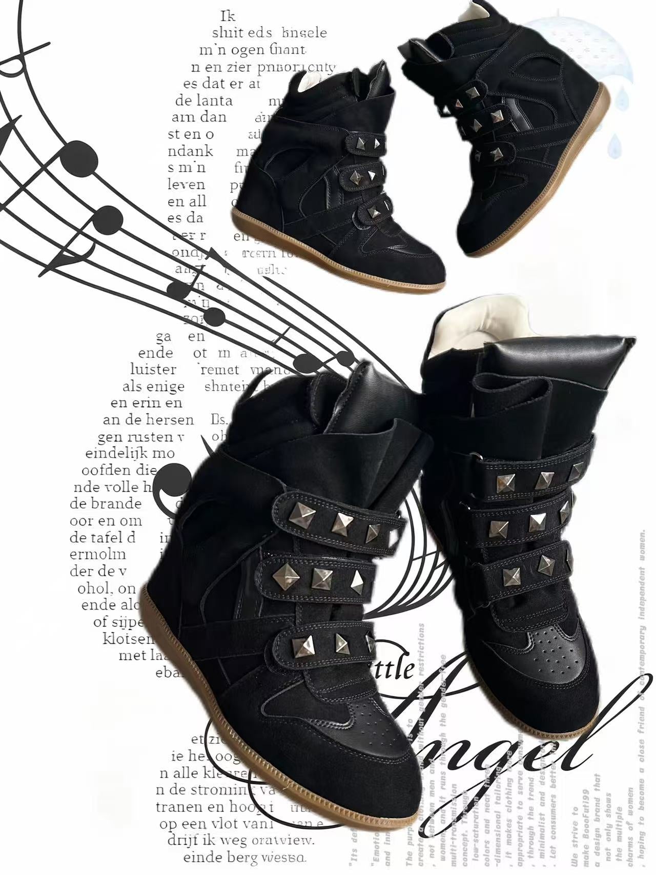 Shadow Rivet High-Top Wedge Boots