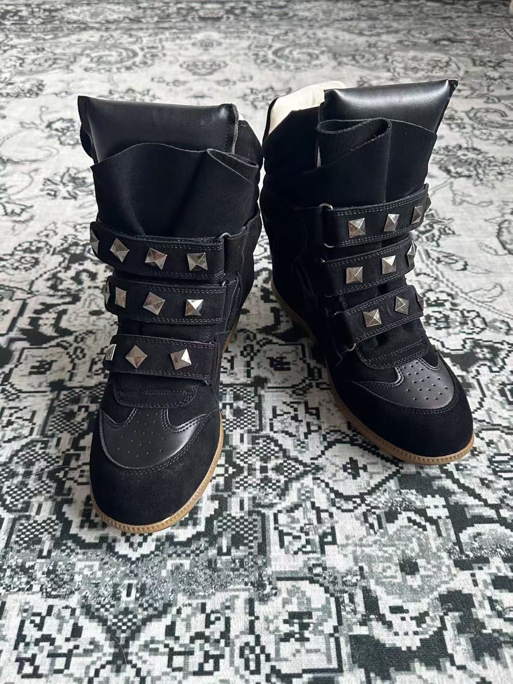 Shadow Rivet High-Top Wedge Boots
