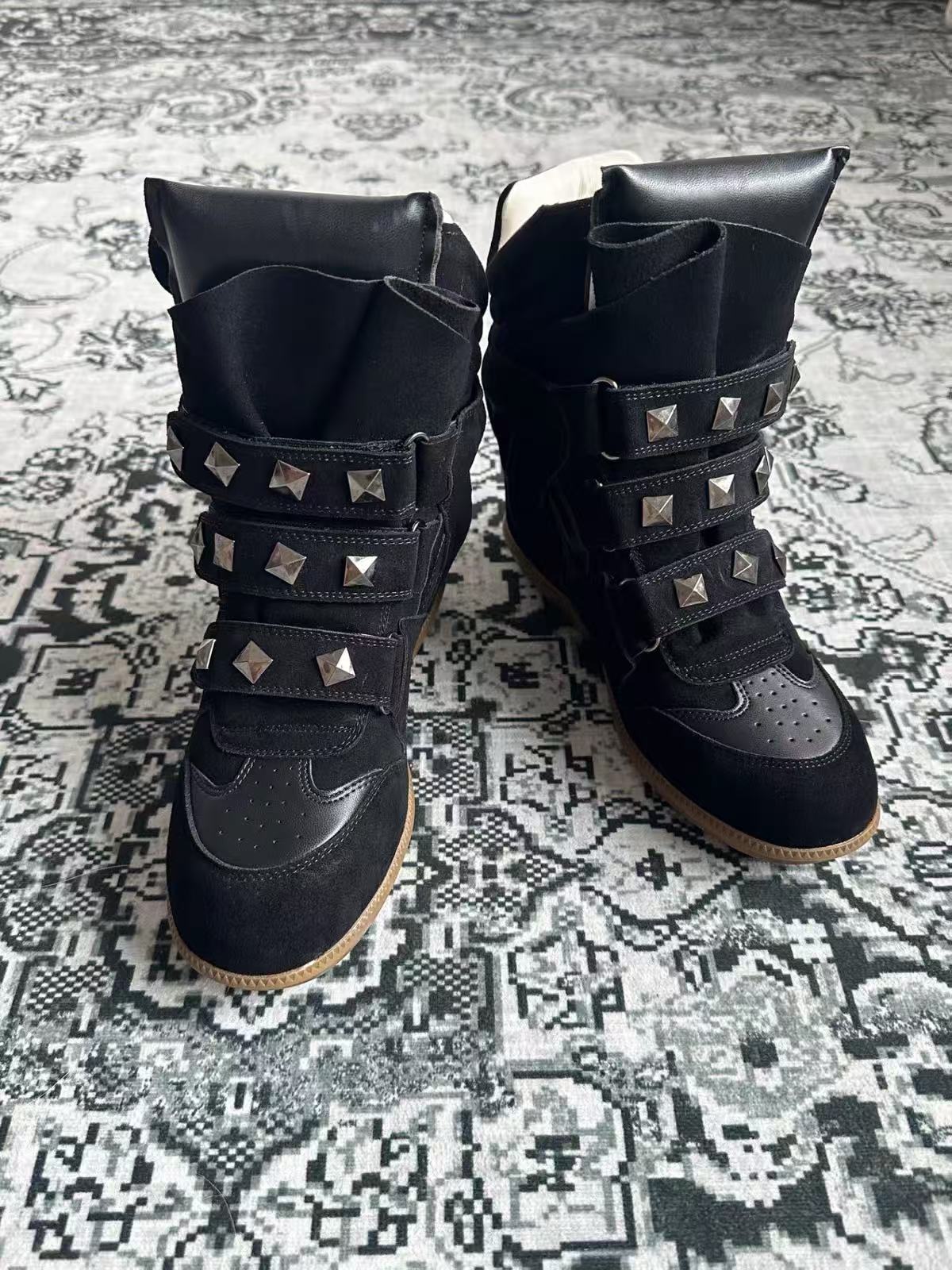 Shadow Rivet High-Top Wedge Boots