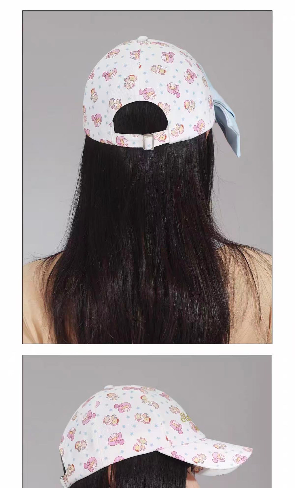 BABY BOW PRINT OVERSIZED BASEBALL CAP