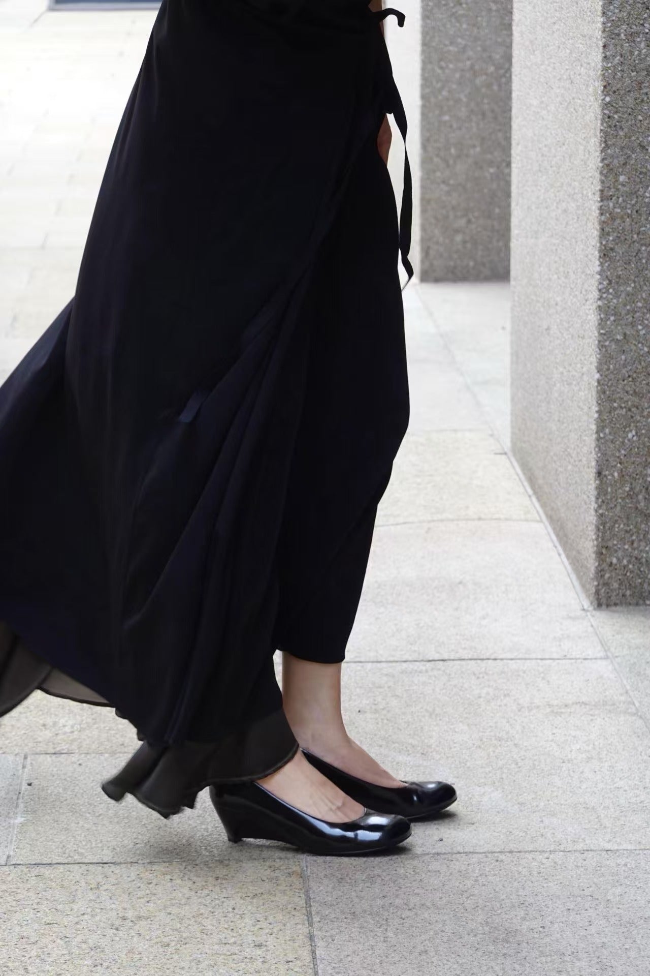 Black Patent Leather Wedge Heel Shoes