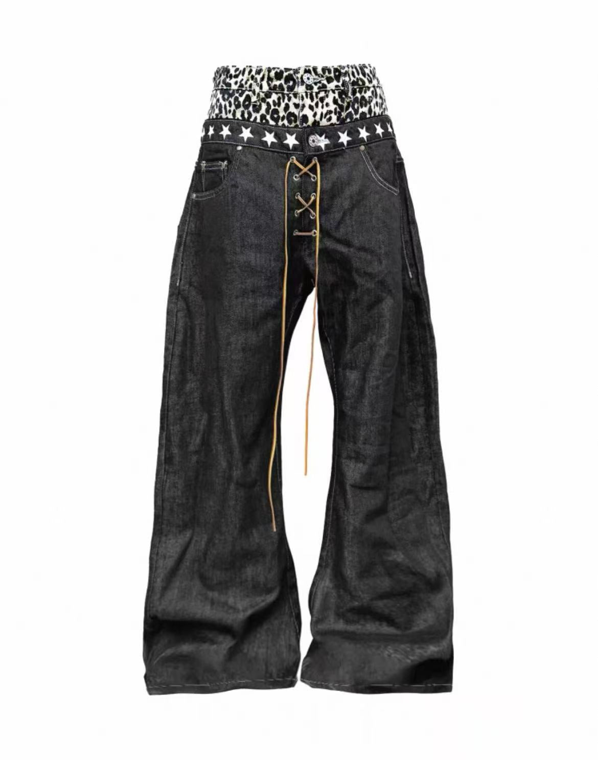 Leopard Print Denim Trousers