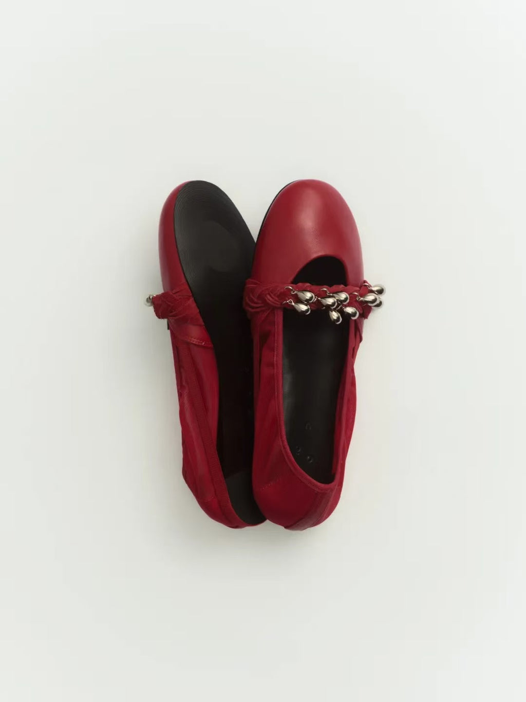 Red Lambskin Ballet Flats