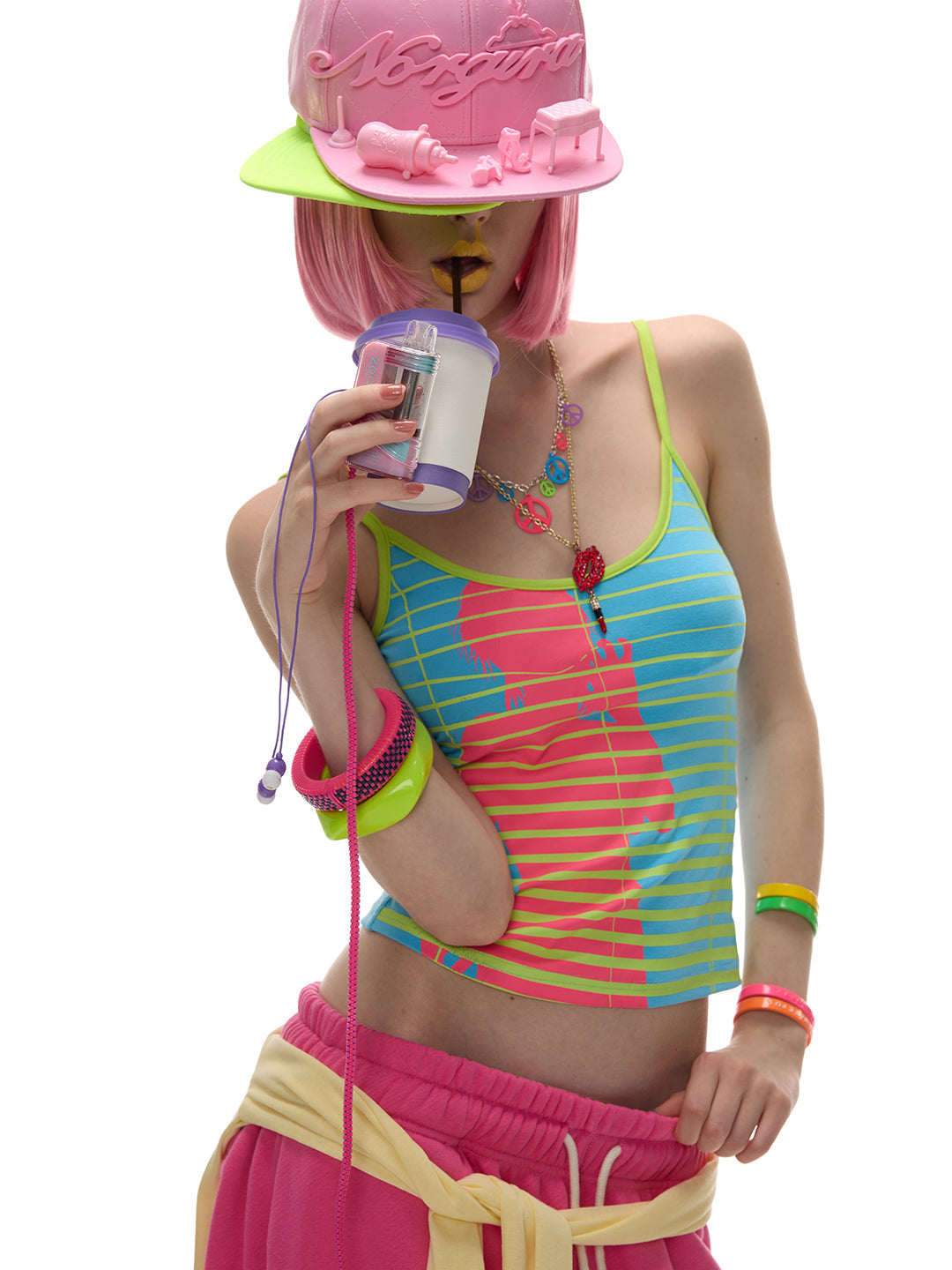 NORGIRA Blind Girl Cyan Striped Tank
