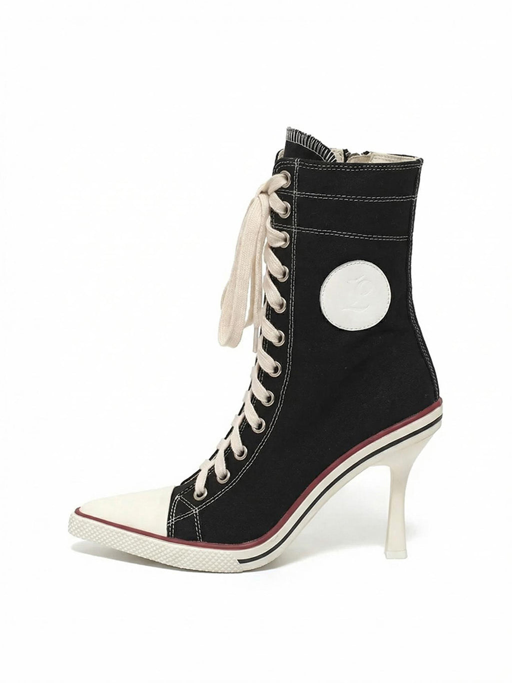Sporty High Heel Canvas Boots