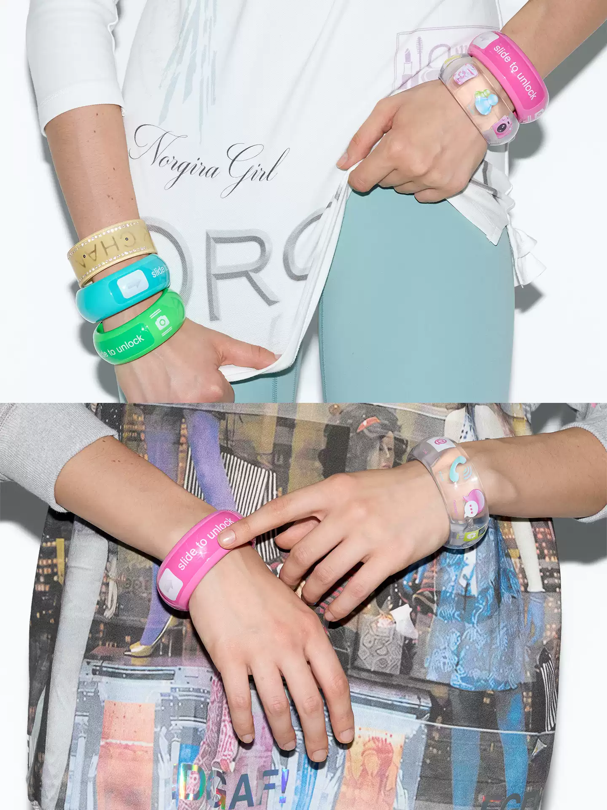 NORGIRA Slide to Unlock Neon Resin Wide Bangle