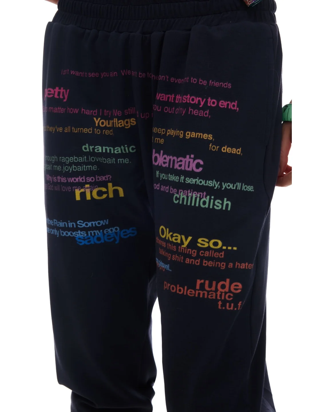 Colourful Slogan Drawstring Sweatpants
