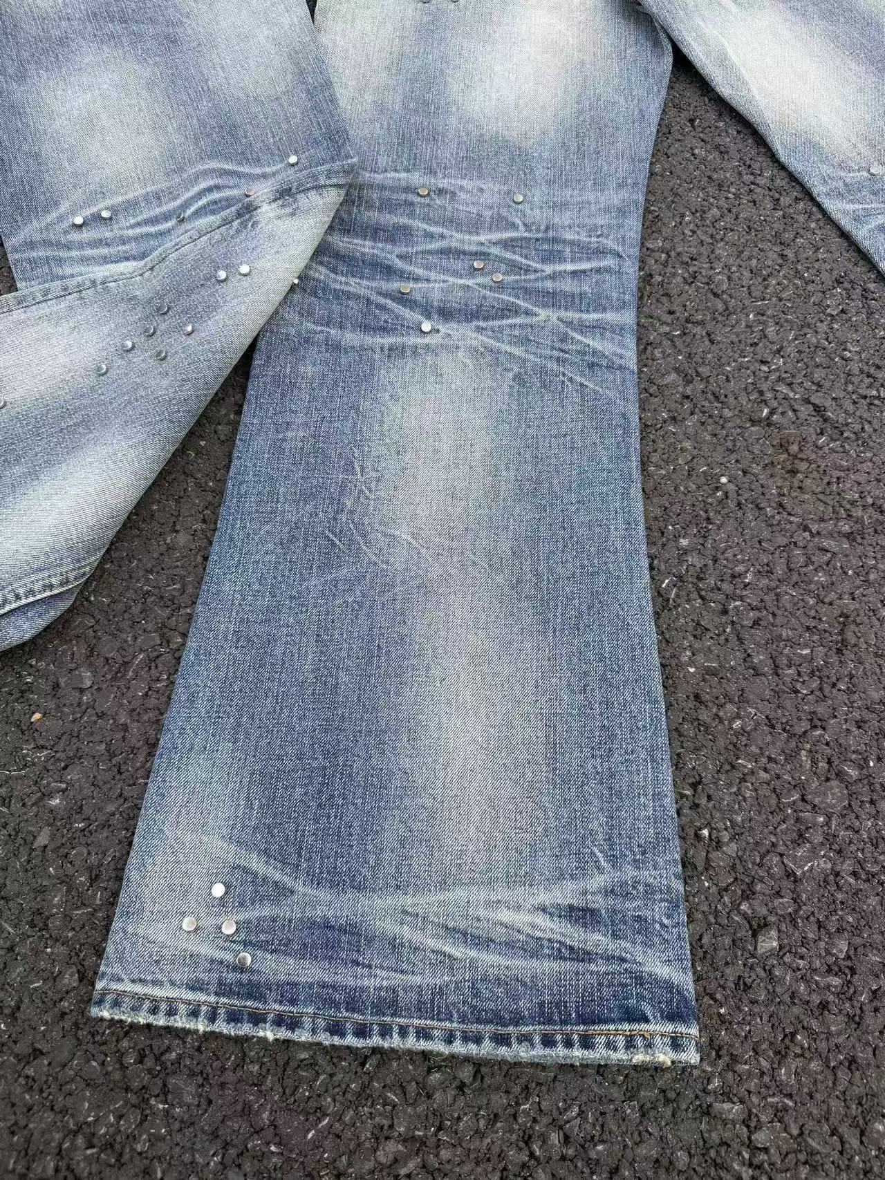 Frosted Glacier Fresh-Wash Distressed Whisker  Flare-Leg Jeans