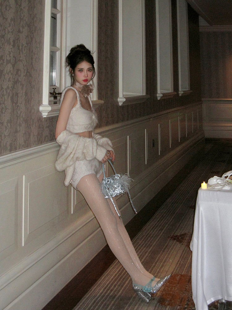 Glittering Rhinestone Tights