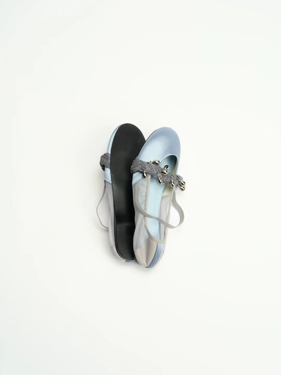 Blue Silk Ballet Flats