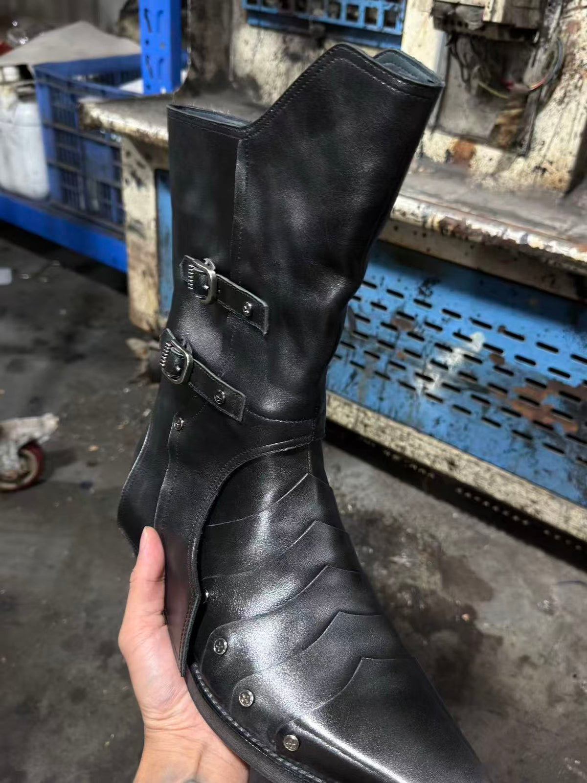 Rivet Buckle Mid-Calf Boots