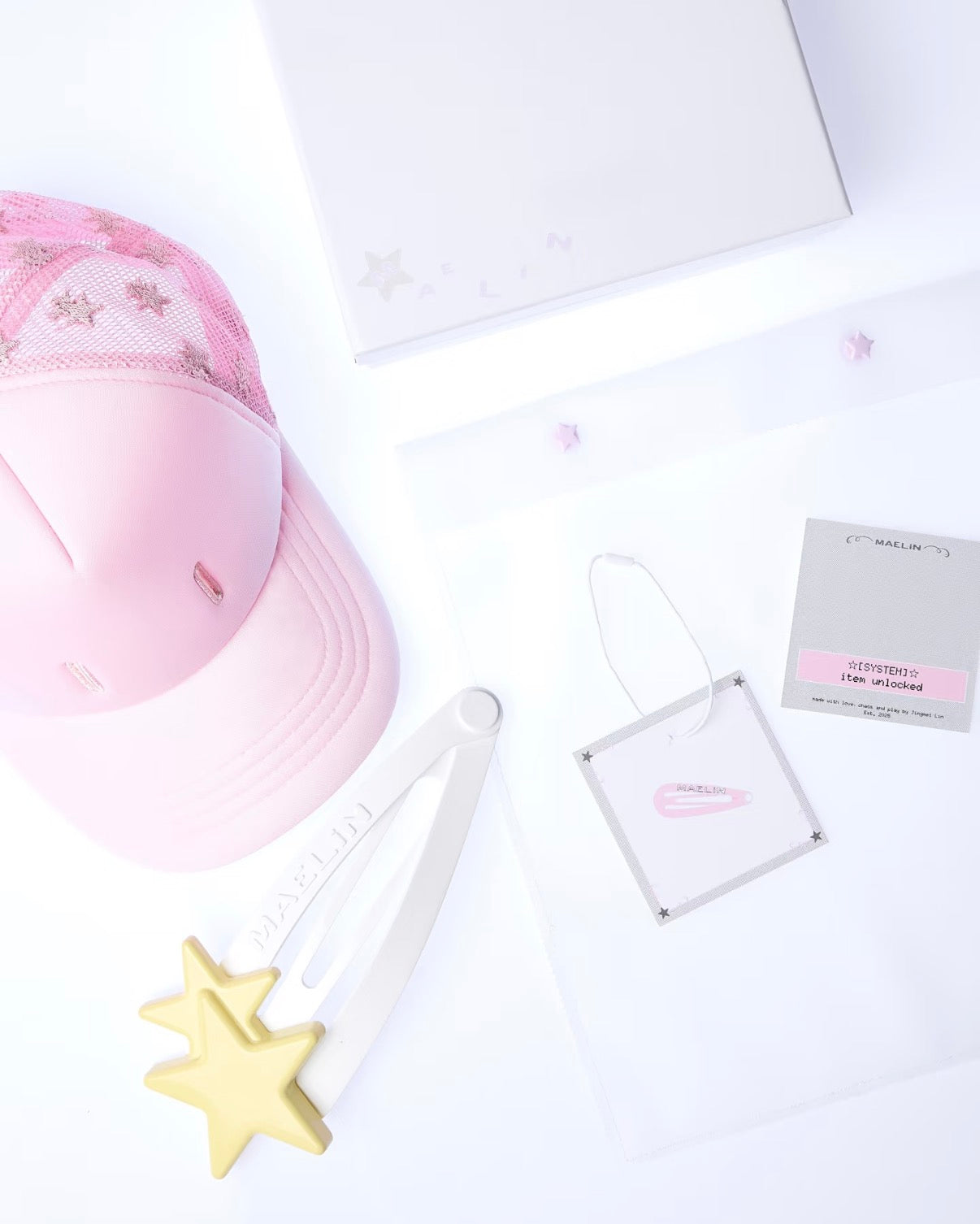 Star Hair Clip Baseball Cap - Pink