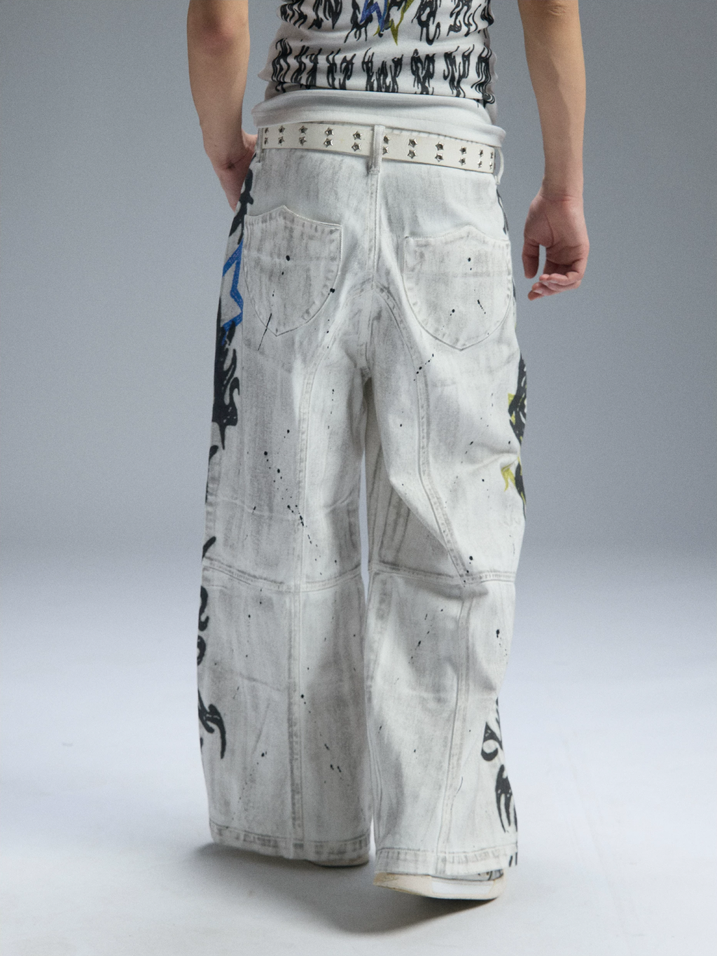 PAIKI Graffiti Dirty Dye Letter Pants