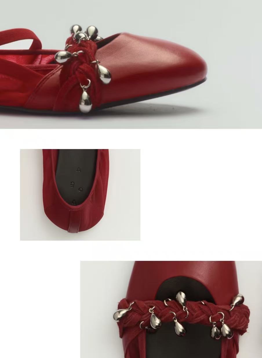 Red Lambskin Ballet Flats