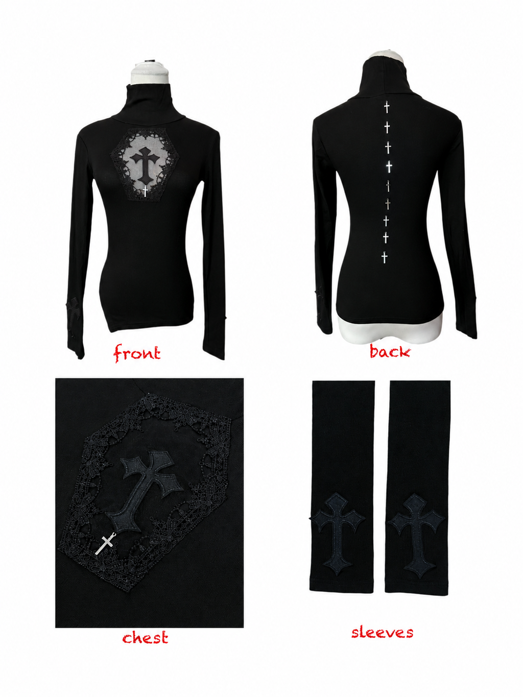 Gothic Cross Cutout Top with Nine Crosses