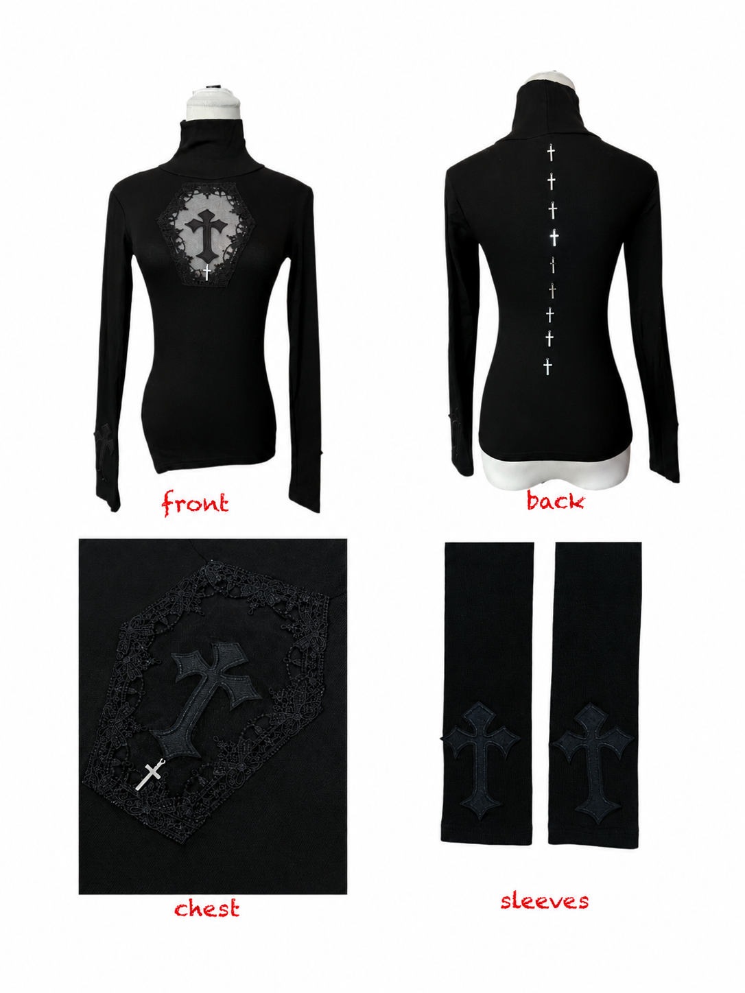 Gothic Cross Cutout Top with Nine Crosses