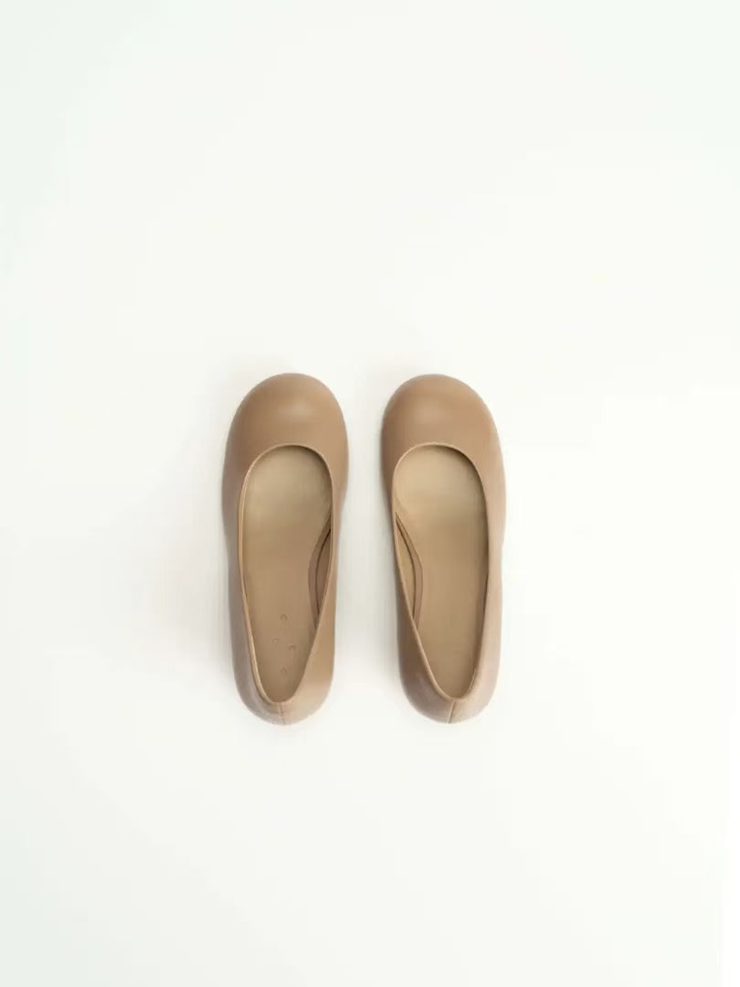 Taupe Calfskin Wedge Heel Shoes