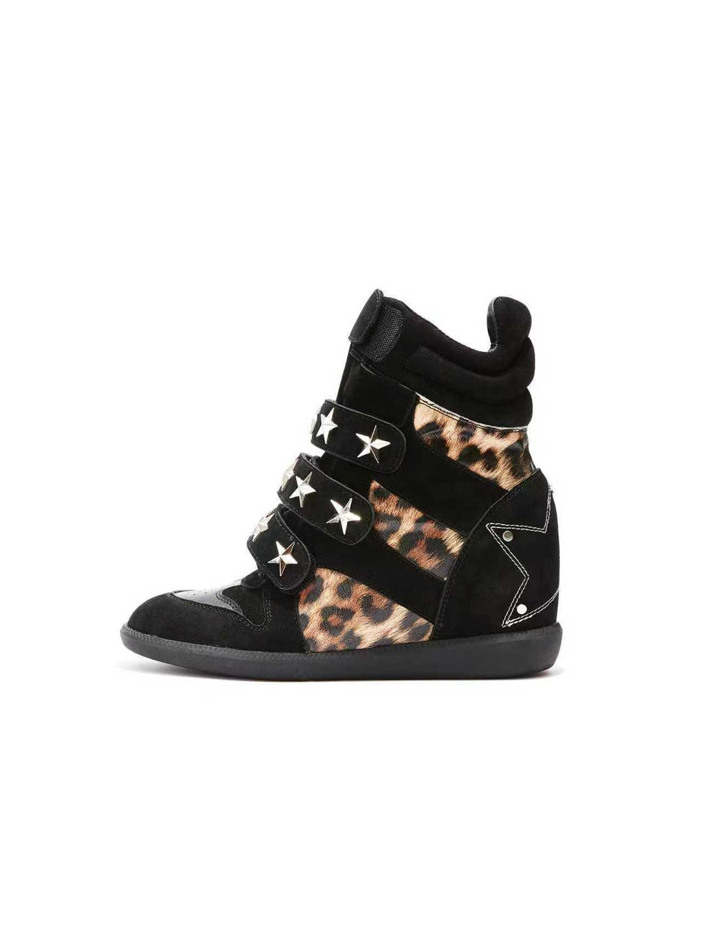 Leopard Print High-Top Sneakers