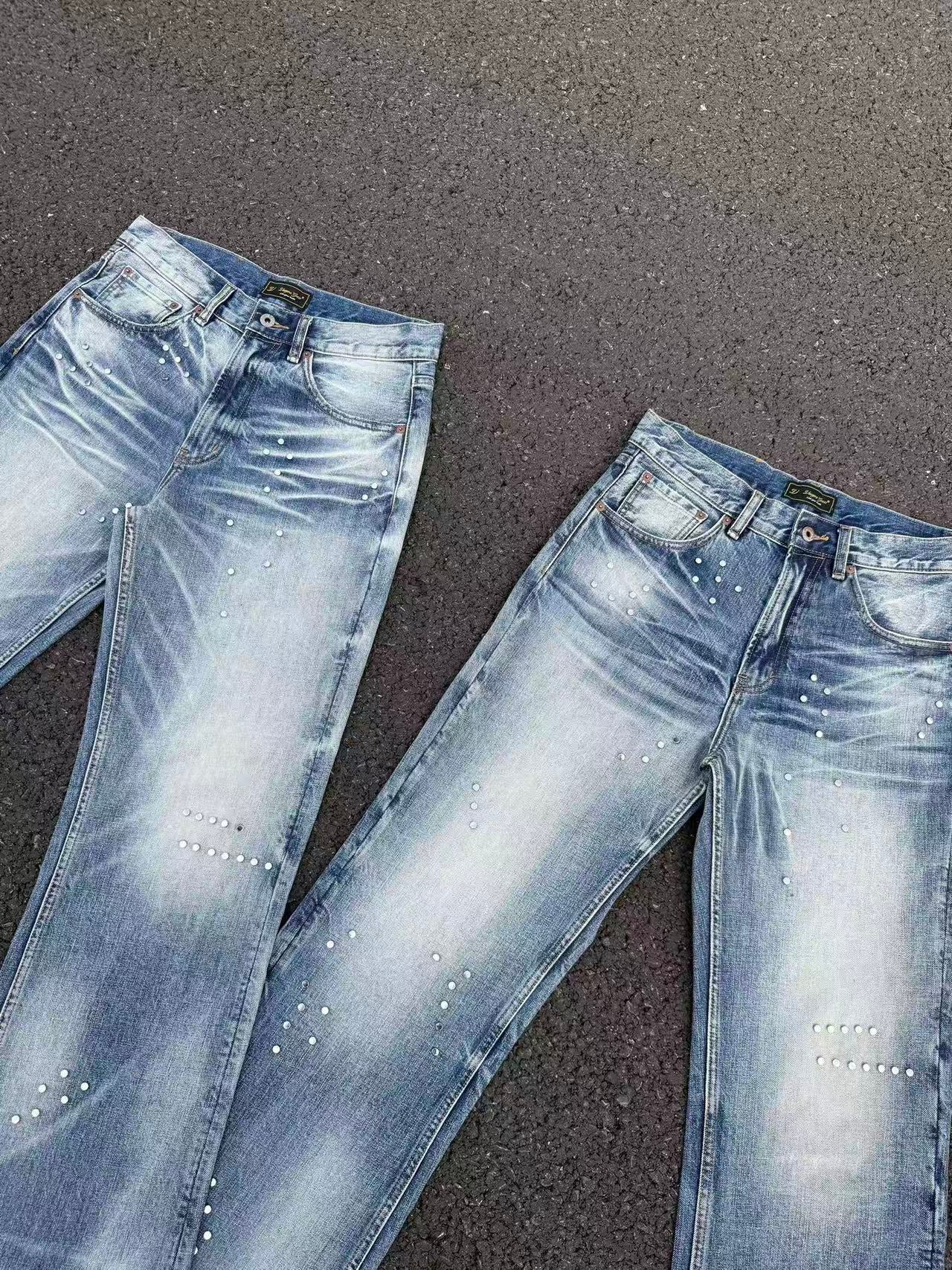 Frosted Glacier Fresh-Wash Distressed Whisker  Flare-Leg Jeans