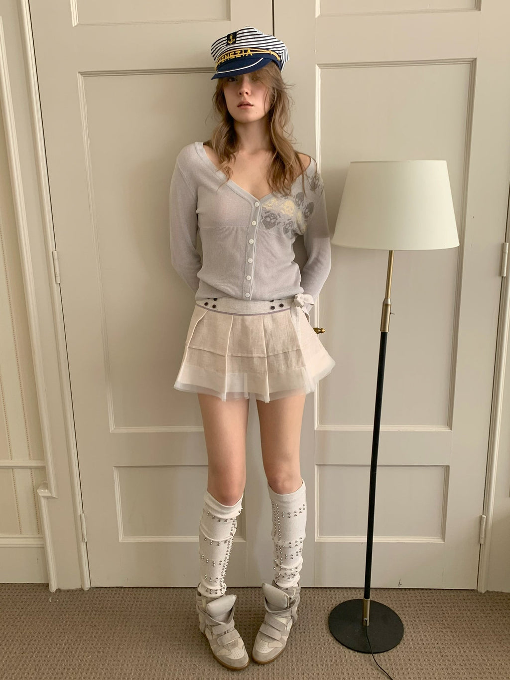 [A001214]Ballet-Inspired Tiered Skirt in Linen & Cotton Voile