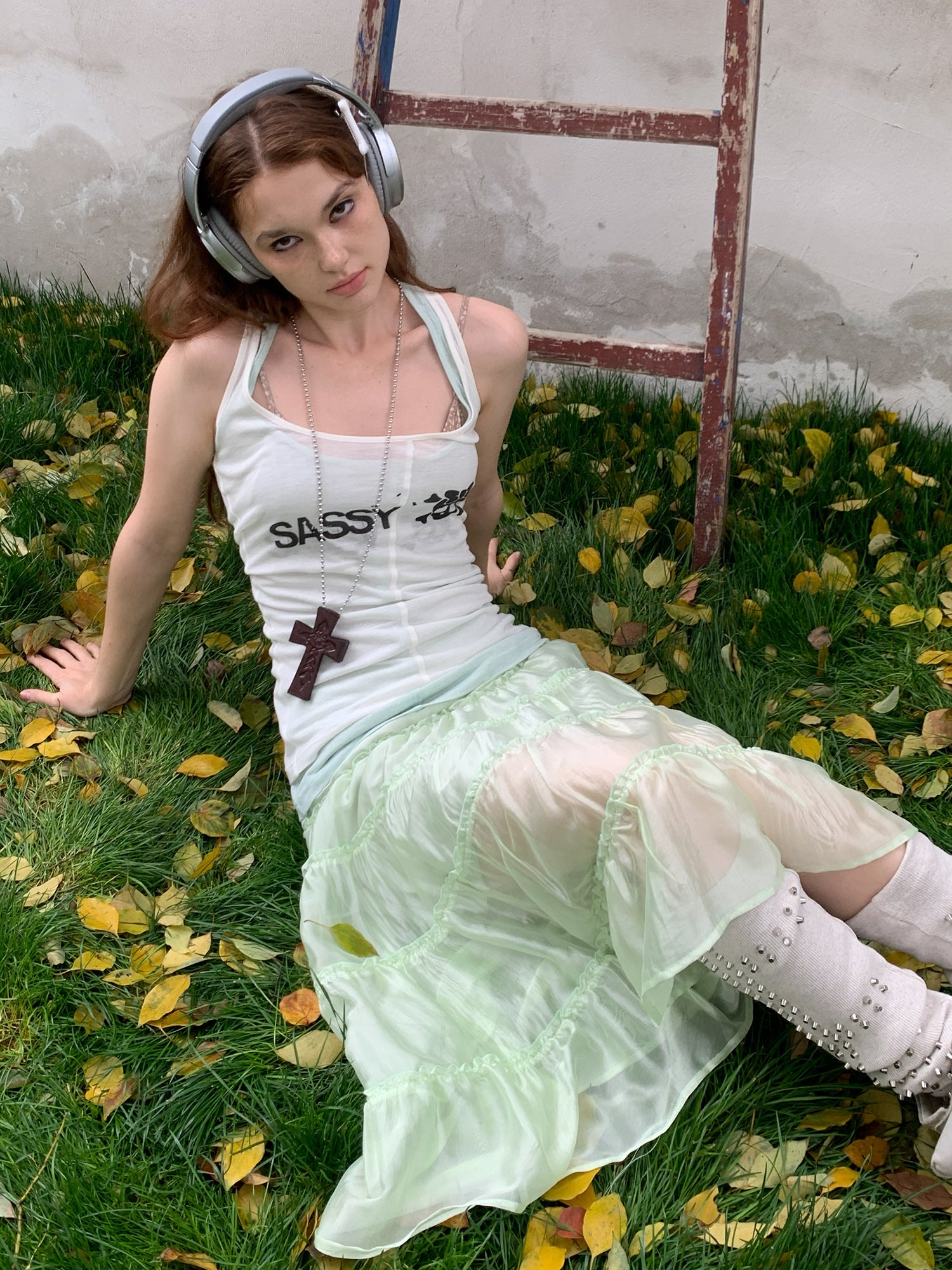 [A001235]Jelly mint green fresh long skirt