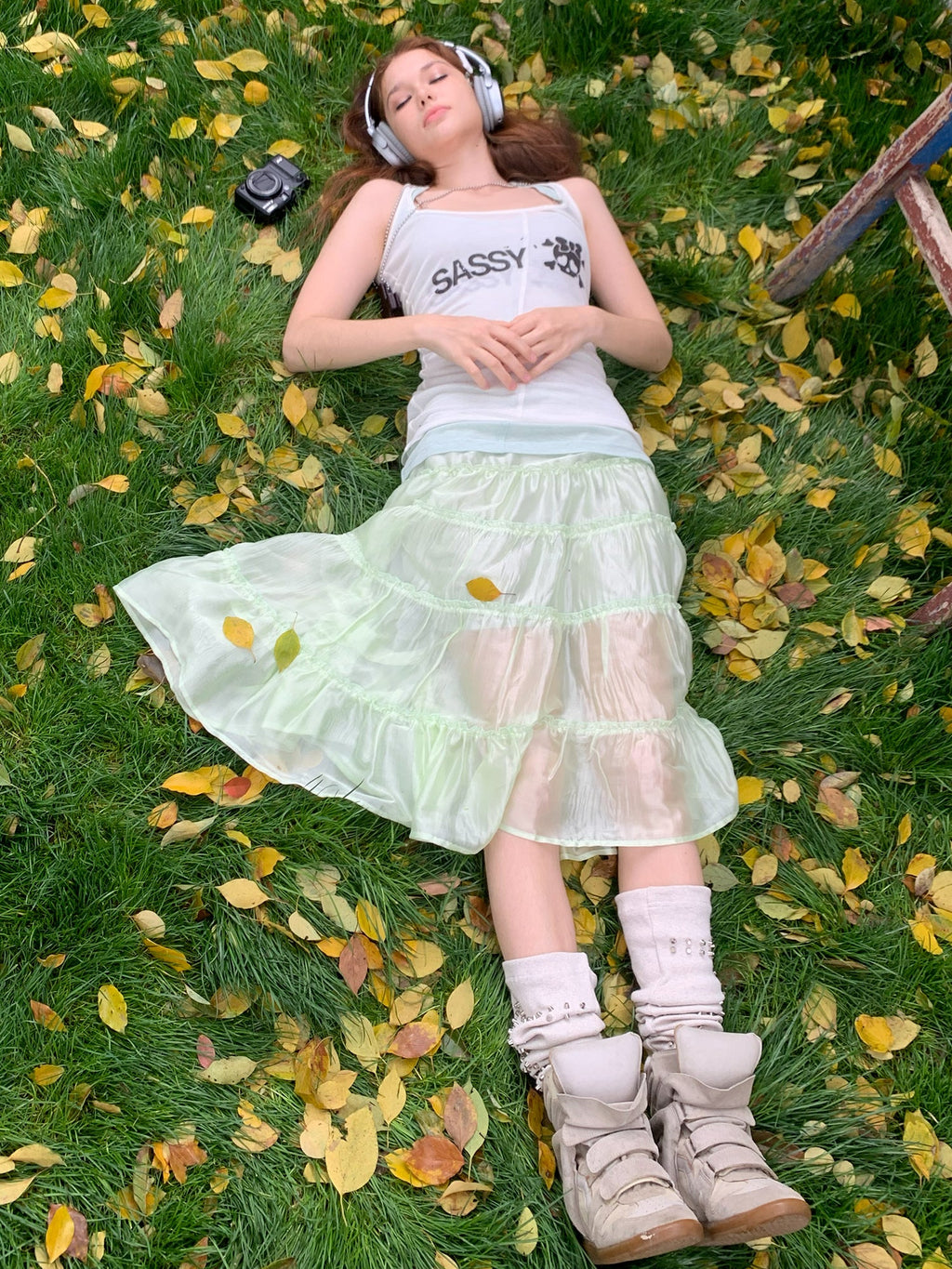 [A001235]Jelly mint green fresh long skirt