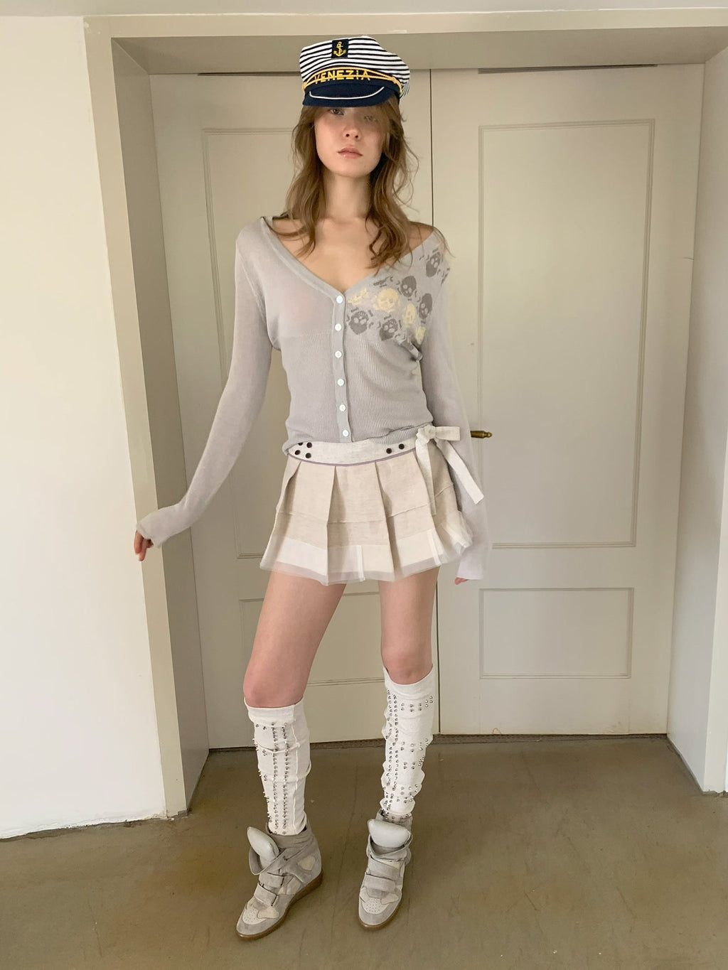 [A001214]Ballet-Inspired Tiered Skirt in Linen & Cotton Voile