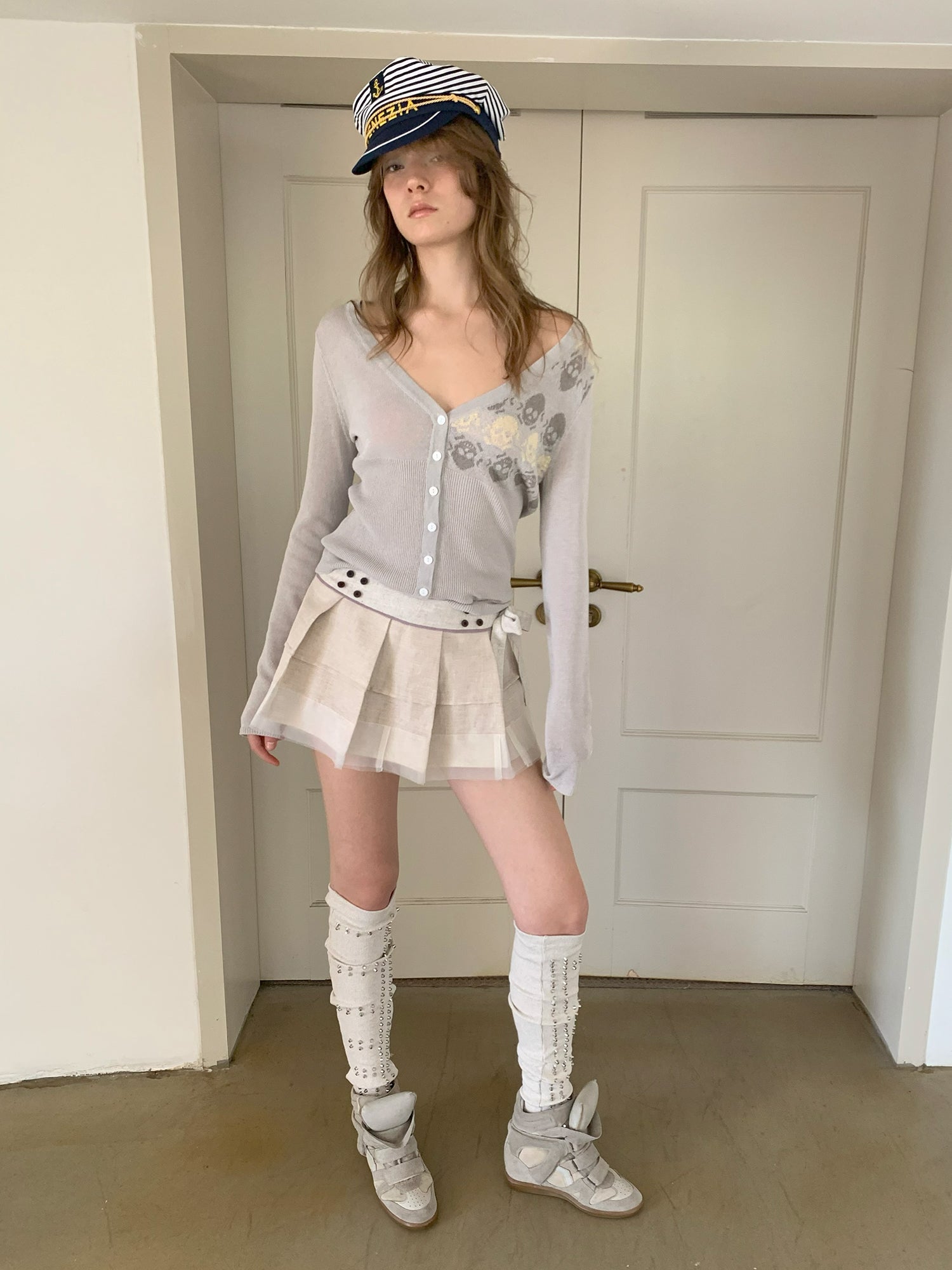 [A001214]Ballet-Inspired Tiered Skirt in Linen & Cotton Voile