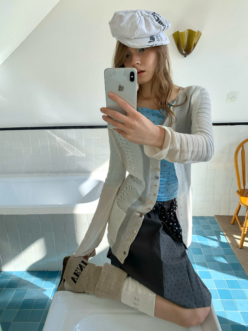 [A001203]Breathable Knit Hand-Crochet Open Front Cardigan