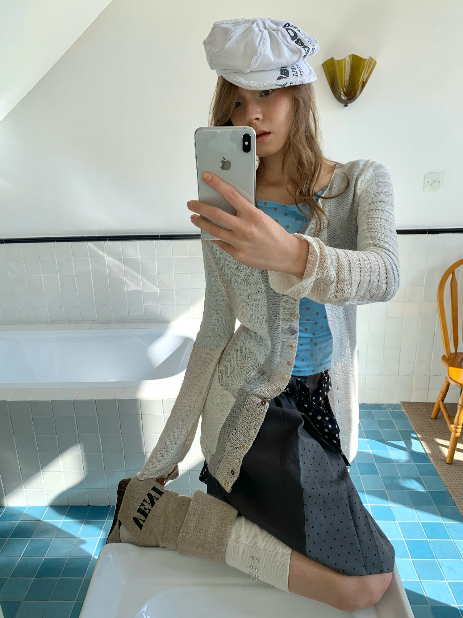 [A001203]Breathable Knit Hand-Crochet Open Front Cardigan