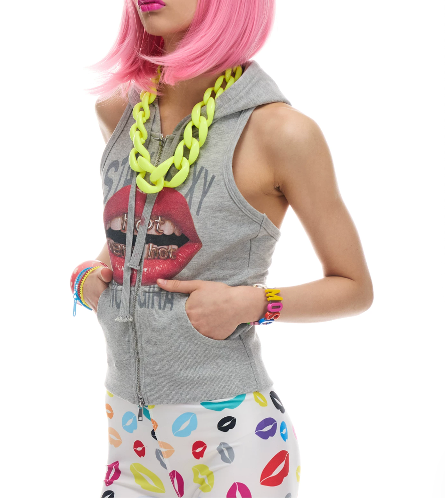 NORGIRA | STAY SEXY Ribbed Hooded Zip-Up Tank Hoodie