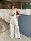 [A00821]Relaxed Fit Bunny Print Wide-Leg Pants