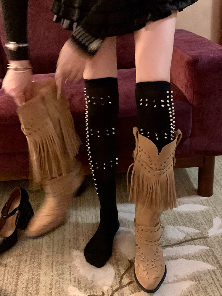 Silver Studded Opaque Stockings