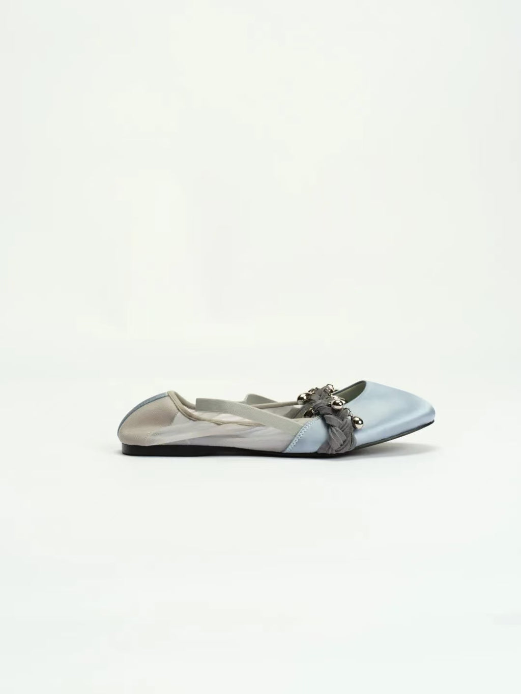 Blue Silk Ballet Flats