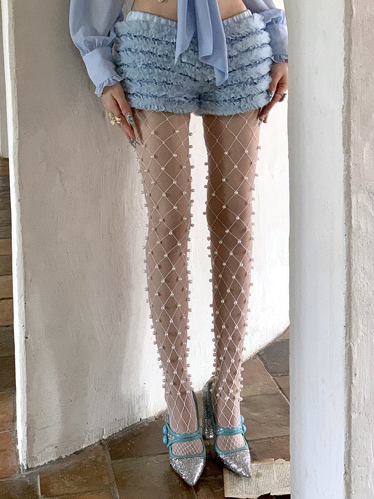 Bead Decorated Fishnet Tights