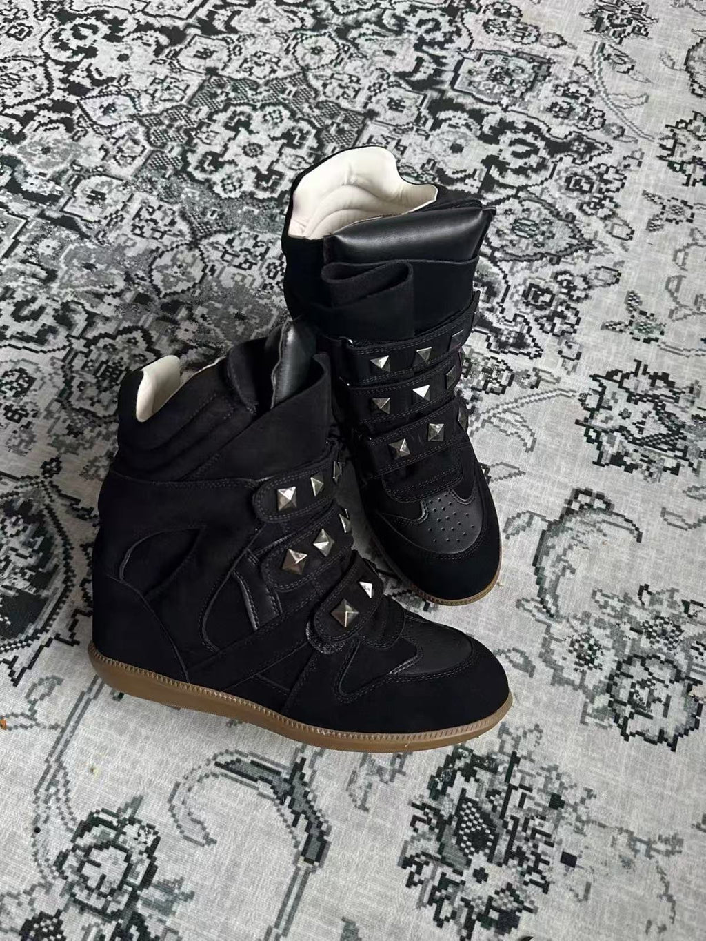 Shadow Rivet High-Top Wedge Boots