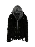 PAIKI "Silent Shadow" Detachable Fur Collar Canvas Double-Breasted Jacket