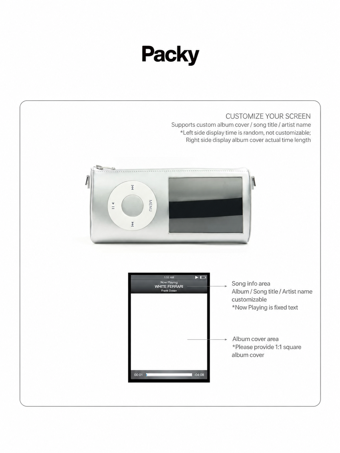 Retro MP3 Music Player Shoulder Bag - Silver