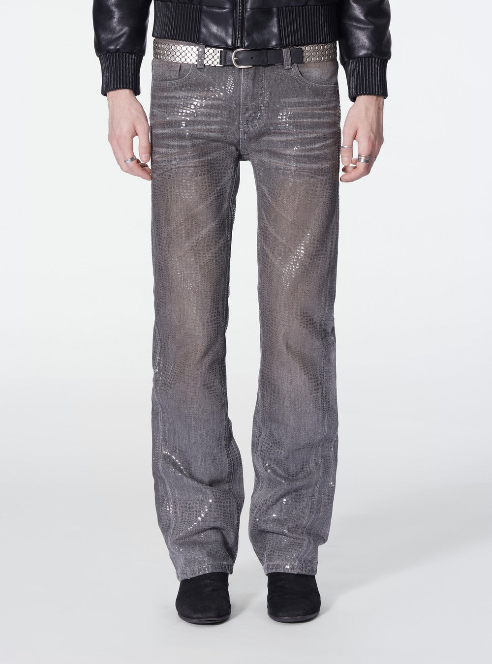 Rust wash sequin denim back view